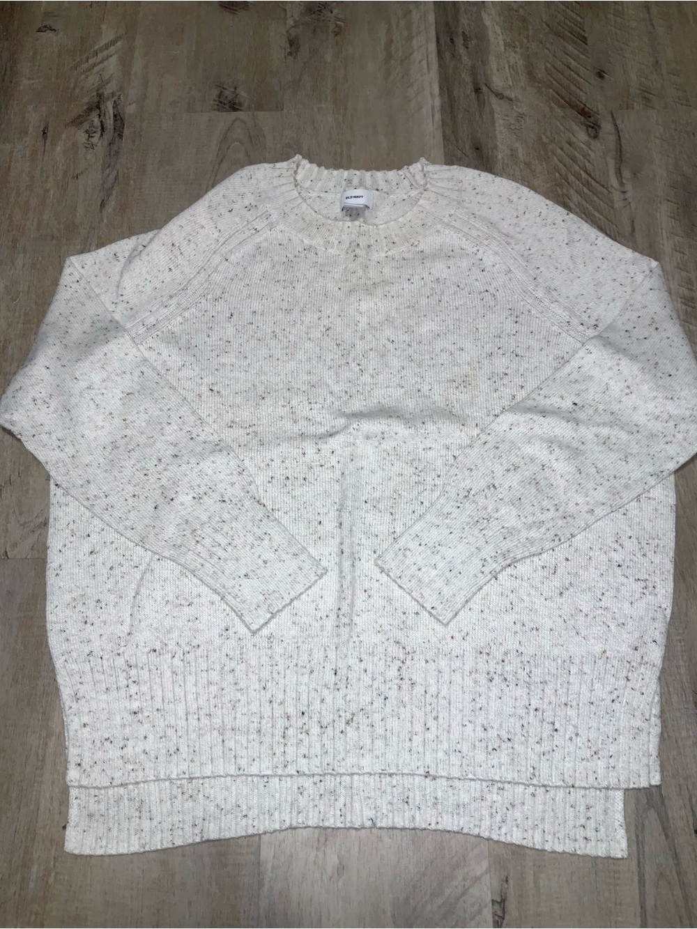 (Bin 28) Old Navy, off-white speckled crewneck sweater, Size M